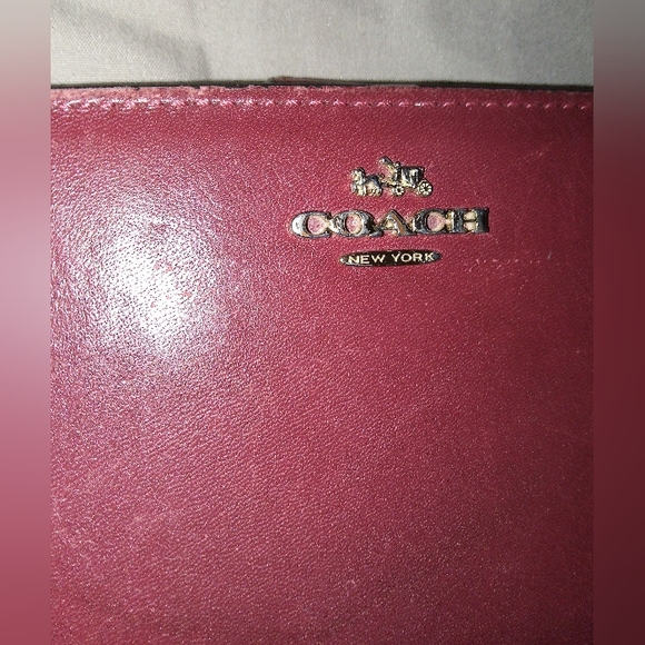 Authentic Vintage Coach New York Long Zipper Wallet Burgundy Wine Bordeaux Plum - Picture 3 of 14